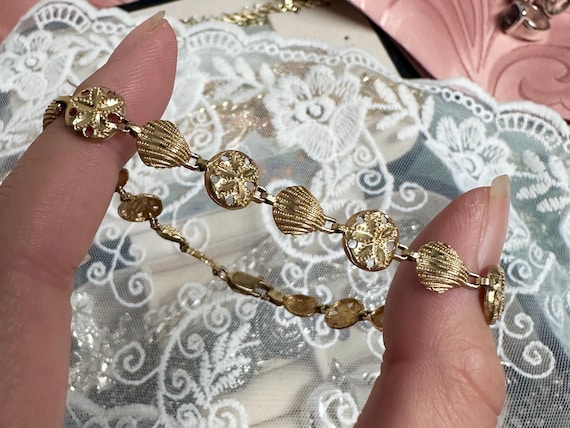 Solid Gold Seashell & Sand Dollar Bracelet | 14k … - image 1
