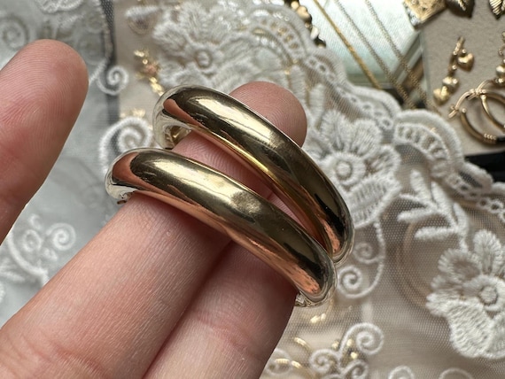 Solid Gold Chunky Stack Hoop Earrings | 14k | Hol… - image 3