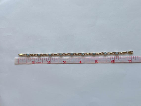 Solid Gold Vintage Blue Topaz Infinity Tennis Bra… - image 7
