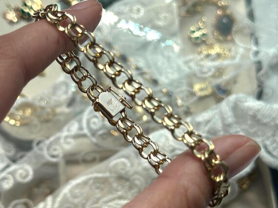 Solid Gold Vintage Classic Double Curb Link Charm… - image 3