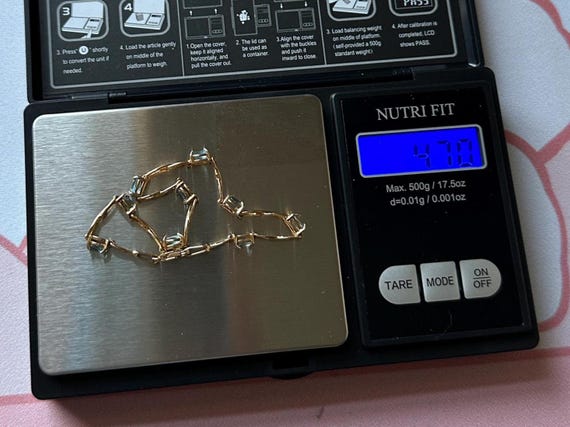 Solid Gold Vintage Blue Topaz Infinity Tennis Bra… - image 6