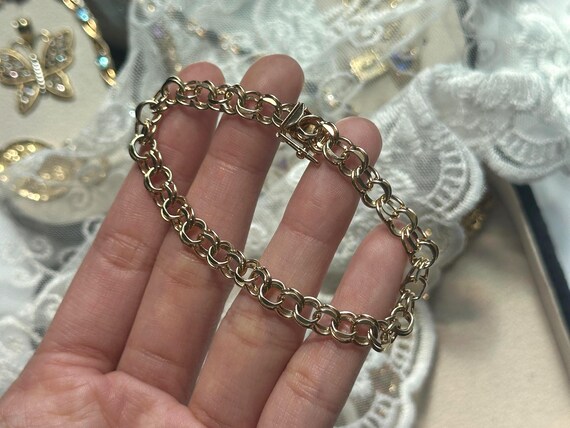 Solid Gold Vintage Classic Double Curb Link Charm… - image 4