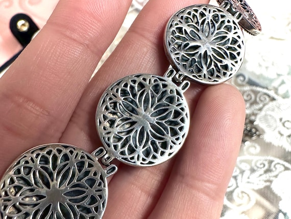 Sterling Silver Scrollwork Round Link Bracelet | … - image 10