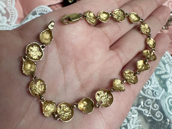 Solid Gold Seashell & Sand Dollar Bracelet | 14k … - image 6