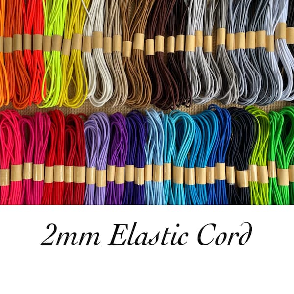 Round 2mm Elastic Cord || Craft Elastic || Beading Elastic || 42 Colours || Price per bundle