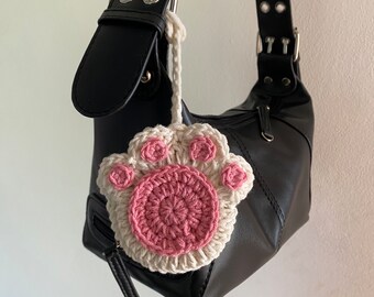 crochet cat paw pouch / bag charm