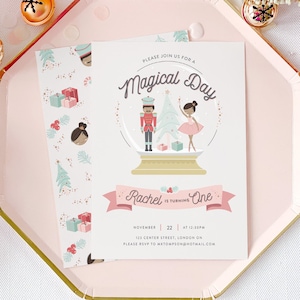 Dark Skin Sugar Plum Fairy Birthday Party Invitation || Nutcracker Ballet Birthday || First Birthday Invite || Printable BP14