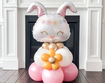 Daisy Bunny Balloon Stack || Hippie Party Balloon Decor || Bunny Birthday Party Decor || Easter Brunch Decorations || Bunny Balloon Tower