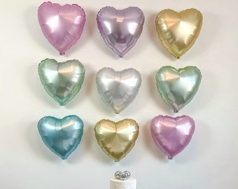 Pastel Heart Shaped Balloon Wall, 9 Pack || Conversation Heart Balloons || Valentine's Day Foil Balloons || Valentine's Day Backdrop || VD03