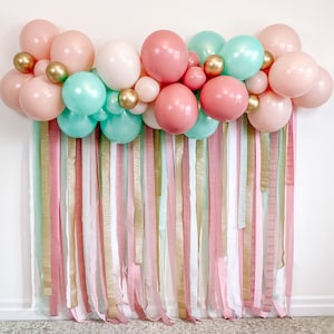 6' Sugar Plum Fairy Balloon & Streamer Backdrop Kit || Pink Christmas Balloon Garland || Balloon Arch | Nutcracker Ballet Party Decor | BP13