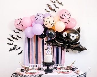 4' Pastel Halloween Balloon & Streamer Backdrop Kit || Pink Pastel Halloween Balloon Garland || Balloon Arch || Halloween Party || H02