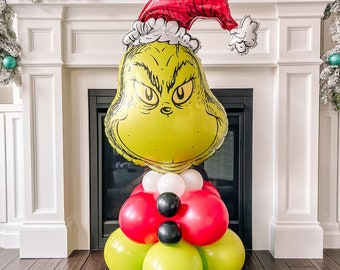 The Grinch Balloon Stack || The Grinch Birthday Party Decor || Christmas Balloons || Kid's Christmas Party Decor