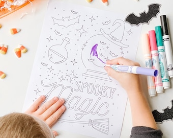 Spooky Magic Halloween Coloring Page || Printable Halloween Activity || Coloring Book || Colouring Sheet || Kids Halloween Activities || H02