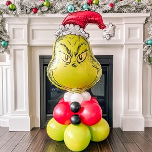 The Grinch Balloon Stack || The Grinch Birthday Party Decor || Christmas Balloons || Kid's Christmas Party Decor
