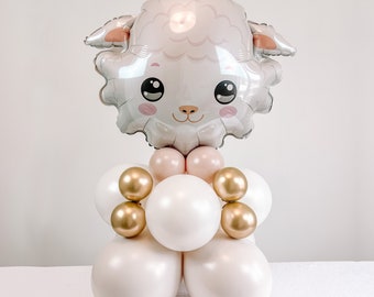 Lamb Balloon Stack || Farm Animals Birthday Party Decor || Farm Girl or Boy Baby Shower Balloon Decor || Sheep Balloon Tower