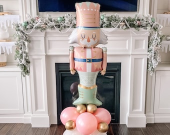 Pastel Nutcracker Balloon Stack || Pink Nutcracker Birthday Party Decor || Pastel Christmas Balloons || Kid's Christmas Party Decor