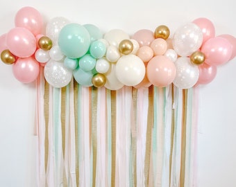 6' Pastel Nutcracker Balloon & Streamer Backdrop Kit || Pink Christmas Balloon Garland || Balloon Arch || Nutcracker Party Decor || BP13