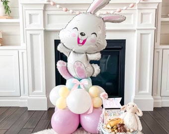 Hopping Bunny Balloon Stack || Easter Balloon Decor || Bunny Birthday Party Decor || Easter Gift Idea || Easter Bunny Balloon Tower