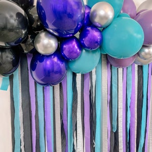 6' Gamer Balloon & Streamer Backdrop Kit || Black and Purple Balloon ...