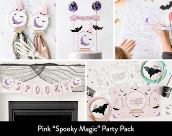 Spooky Magic Pink Halloween Party Pack || Printable Pastel Halloween Kit || Halloween Activities & Decor || Kids Halloween Party Decor | H02