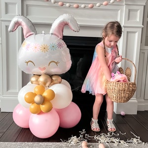 Daisy Bunny Balloon Stack Easter Balloon Decor Bunny Birthday Party ...