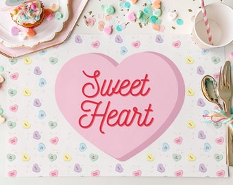Conversation Hearts Valentine&#39;s Day Coloring Placemat || Valentine Coloring Page || Printable Placemat || Kids Valentine Activity || VD03