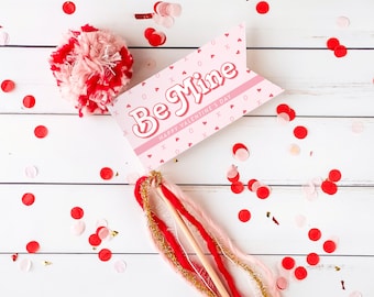Be Mine Valentine&#39;s Day Pennant Flag || Printable Valentine&#39;s Decor || Galentine&#39;s Day Party || Love Basket Wand || Kids Activity || VD02