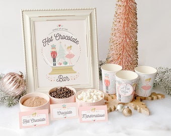 Hot Chocolate Bar Printable Kit || Sugar Plum Fairy || INSTANT DOWNLOAD || Hot Cocoa Party || Nutcracker Sign, Labels, Cup Tags || BP13