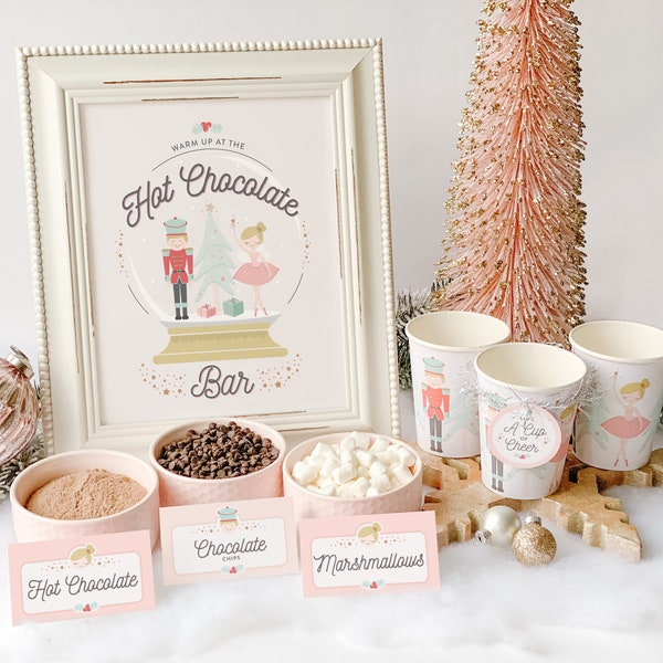 Hot Chocolate Bar Printable Kit || Sugar Plum Fairy || INSTANT DOWNLOAD || Hot Cocoa Party || Nutcracker Sign, Labels, Cup Tags || BP13