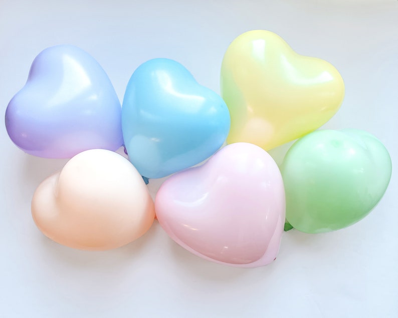 Pastel Heart Shaped Balloons 6 Pack Conversation Heart Latex Balloons Valentine's Day Balloons Valentine's Day Decor VD03 image 5