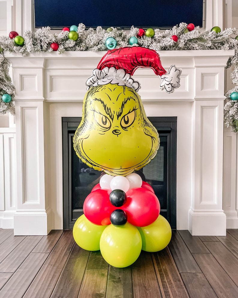 The Grinch Balloon Stack The Grinch Birthday Party Decor Christmas Balloons Kid's Christmas Party Decor image 1