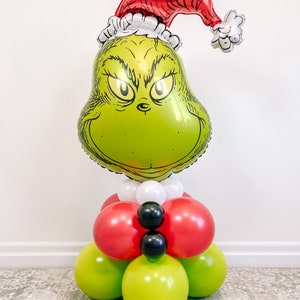 The Grinch Balloon Stack The Grinch Birthday Party Decor Christmas Balloons Kid's Christmas Party Decor image 2