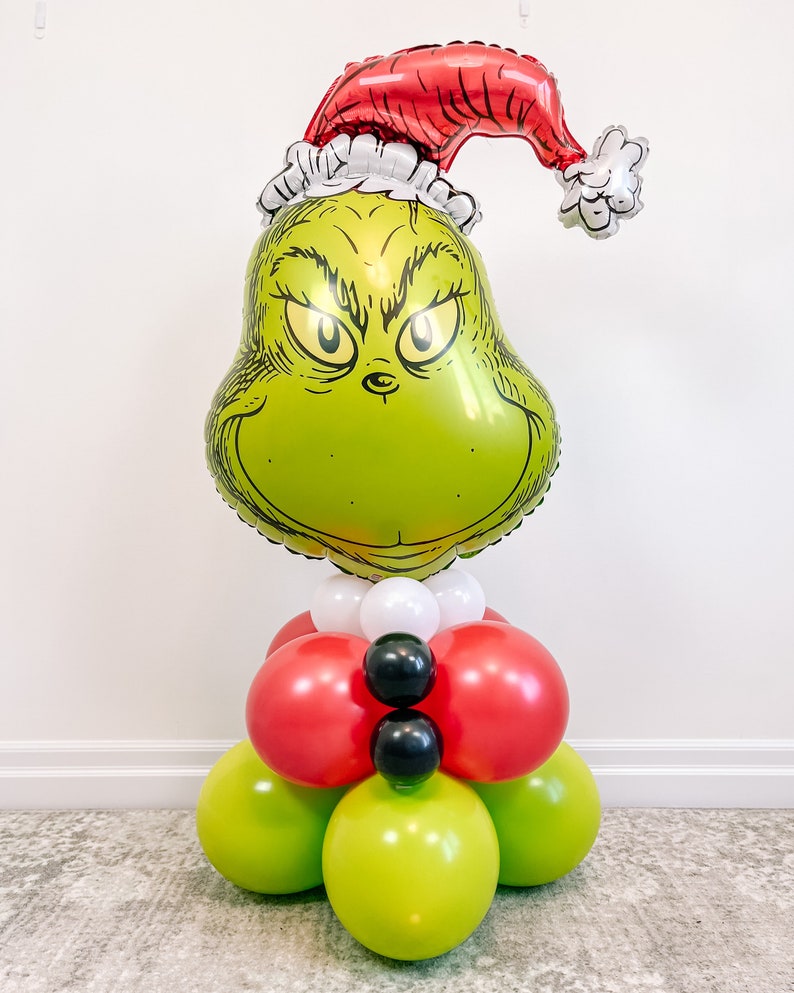 The Grinch Balloon Stack The Grinch Birthday Party Decor Christmas Balloons Kid's Christmas Party Decor image 2