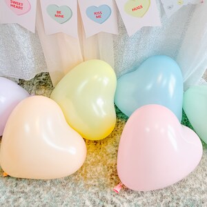 Pastel Heart Shaped Balloons 6 Pack Conversation Heart Latex Balloons Valentine's Day Balloons Valentine's Day Decor VD03 image 4