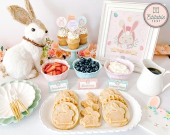 Editable Easter Sign and Labels || Waffle Bar Sign and Tags || Easter Brunch Sign || Custom Easter Sign & Food Labels || EA01