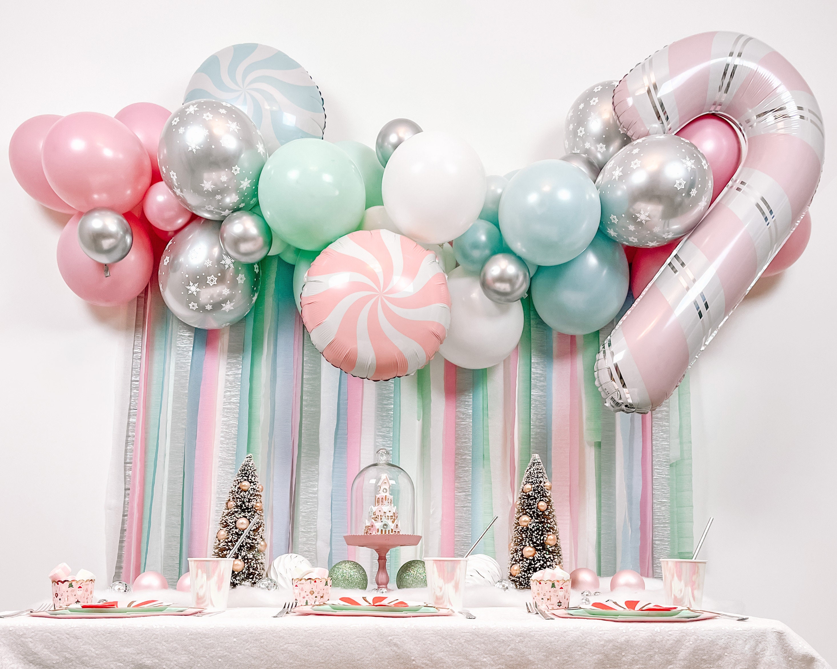 6' Land of Sweets Balloon & Streamer Backdrop Kit by the PrettyPartyStudio