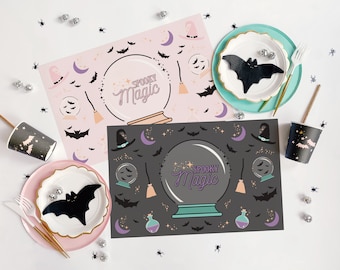 Spooky Magic Halloween Placemats || Kids Printable Coloring Placemat || Halloween Coloring Page || Pastel Halloween Decor || H02