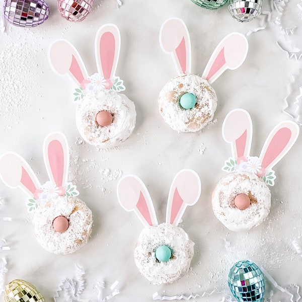 Choix de nourriture pour oreilles de lapin || Toppers de cupcakes de lapin de Pâques || Toppers alimentaires pour lapins || Décorations imprimables de fête de Pâques || Décor de Pâques || EA01