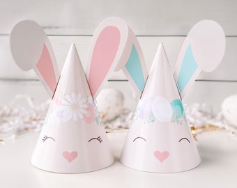 Easter Bunny Party Hats || Printable Bunny Ears || Kid's Easter Party Decor ||  Girl & Boy Bunny Party Hats || EA01