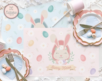 Bunny Kisses Easter Placemats || Easter Wishes Kids Placemat || Printable Placemat || Kids Easter Party Table Decor || EA01