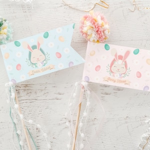 Bunny Kisses Easter Pennant Flag || Printable Easter Decor || Easter Basket Stuffer || Easter Wand || Easter Basket Filler || EA01