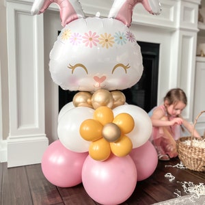 Daisy Bunny Balloon Stack Easter Balloon Decor Bunny Birthday Party ...