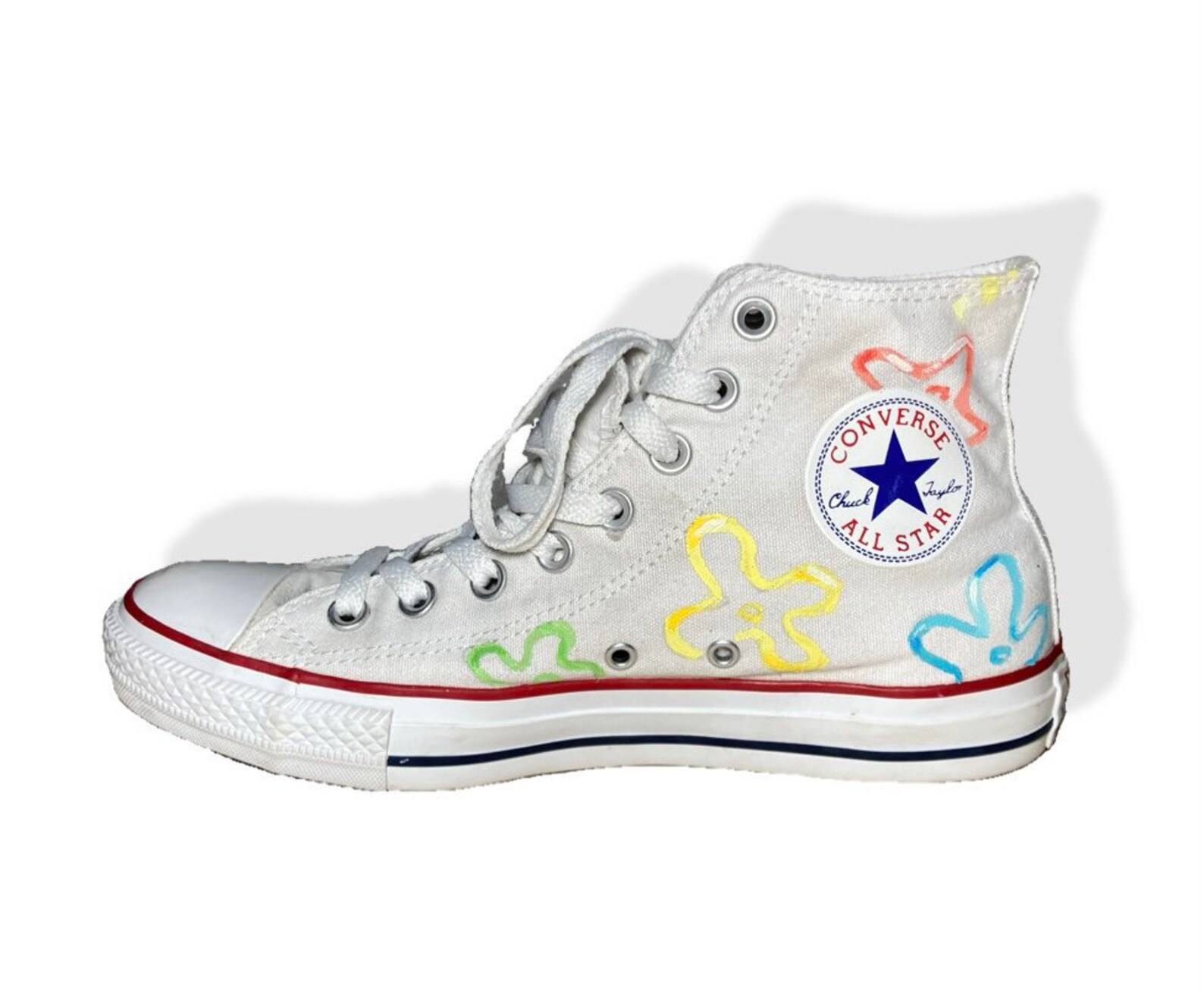Spongebob squarepants white converse sneakers Etsy