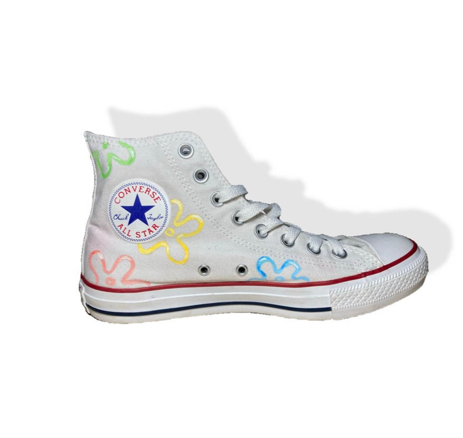 Spongebob squarepants white converse sneakers Etsy