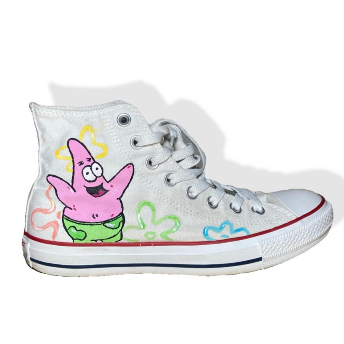 Spongebob squarepants white converse sneakers Etsy