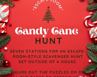 EDITABLE Candy Cane Quest Outdoor Escape Room, Christmas escape room, Escape Room Kit, Escape room printable, Mystery game, Escape the room