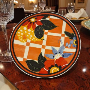 A Wedgwood Bradford Exchange Clarice Cliff Centenary Blossom Applique Bizarre plate, limited edition.