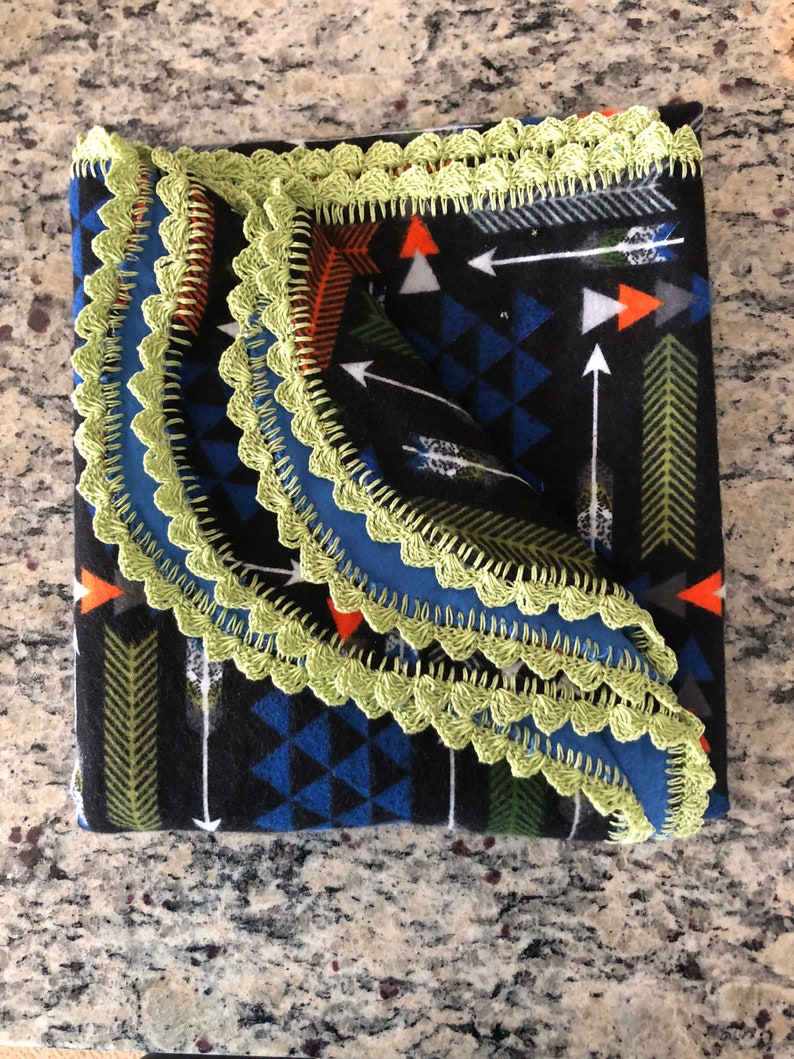 Blue and Green Blanket Etsy