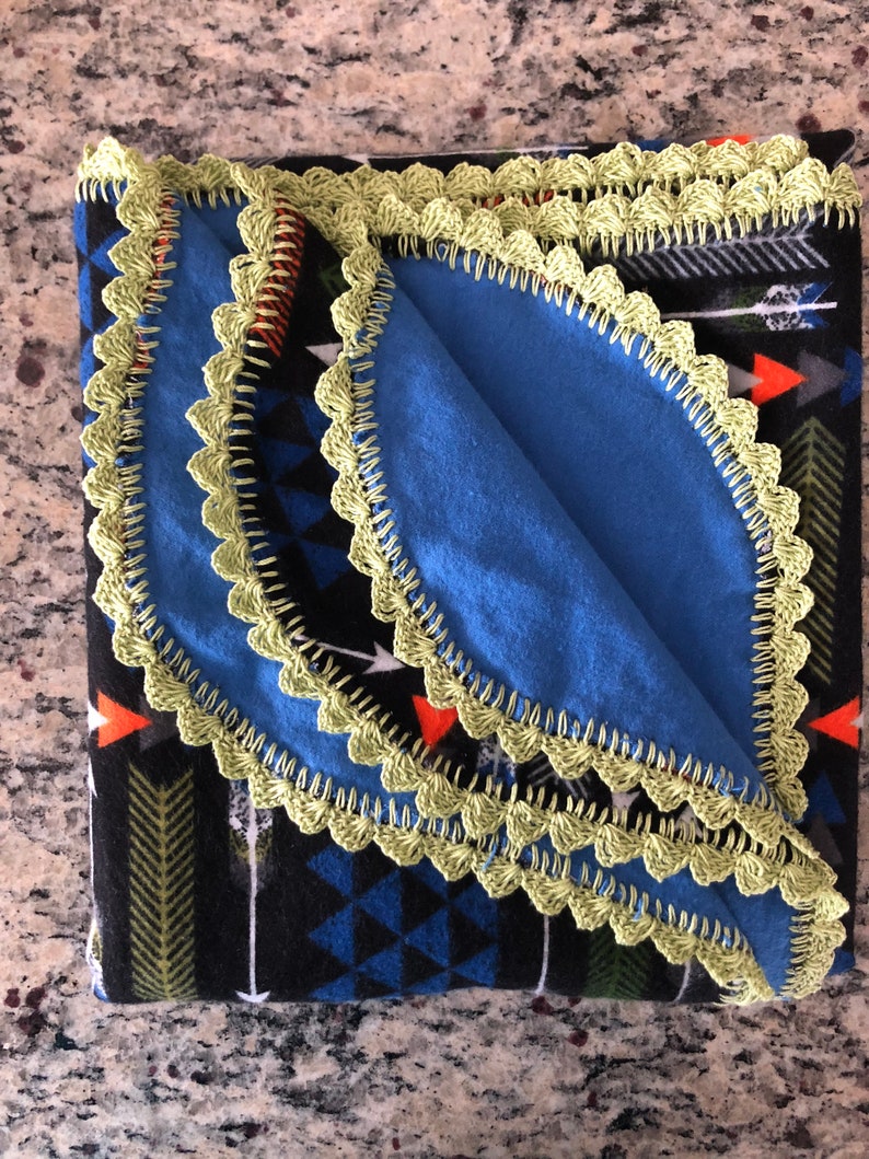 Blue and Green Blanket Etsy