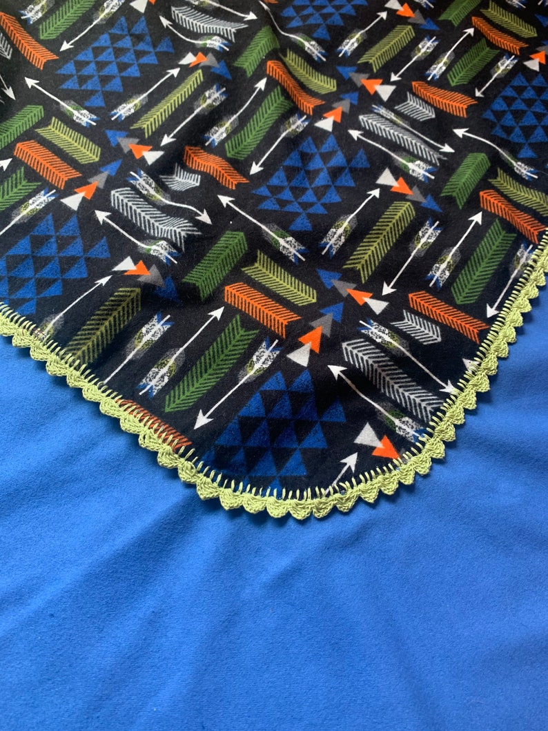 Blue and Green Blanket Etsy